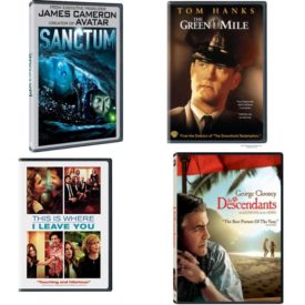 DVD Assorted Movies 4 Pack Fun Gift Bundle: Sanctum  The Green Mile Single Disc Edition  This is Where I Leave You  The Descendants