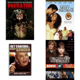 DVD Assorted Movies 4 Pack Fun Gift Bundle: Predator  Tyler Perry's Meet The Browns Two-Disc Special Edition + Digital Copy  Get Coached By Bobby Bowden  Ordinary Miracles with Bonus CD: Sacred Classics