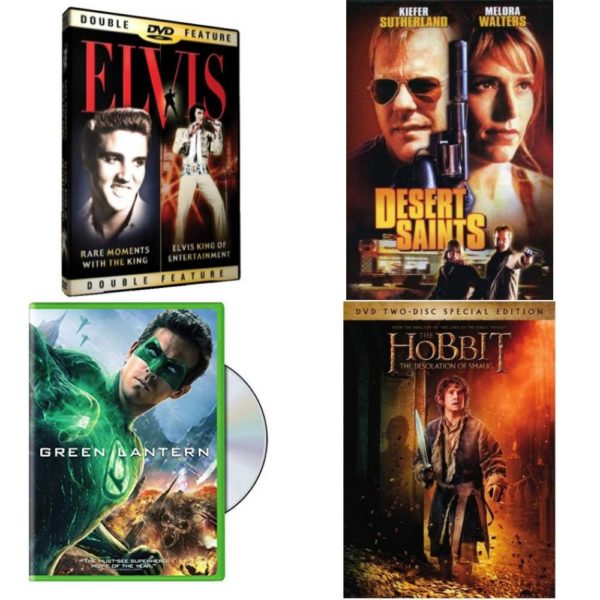 DVD Assorted Movies 4 Pack Fun Gift Bundle: Rare Moments with the King/Elvis, King of Entertainment   Desert Saints   Green Lantern  Hobbit, The: The Desolation of Smaug Special Edition