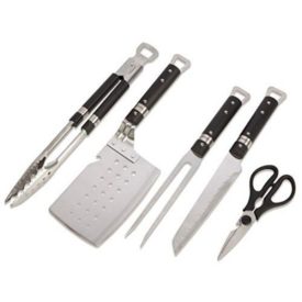 Cuisinart Chef's Classic 5 Piece Grill Set - Includes Spatula, Tongs, Fork, Knife, and Multi-Purpose Shears