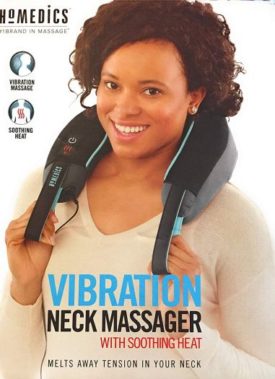 HoMedics Vibration Neck Massager W Heat 2-Speed Portable Soft Foam Dual Power