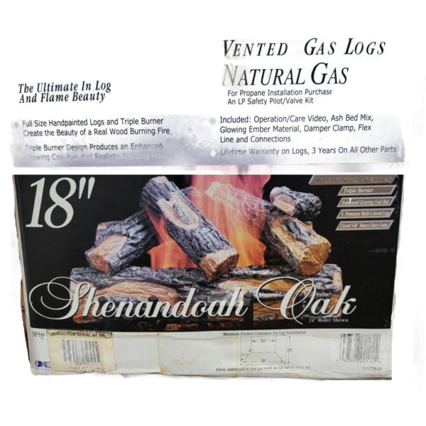 Vangaurd LBFL18 Comfort Glow 18" Vented Natural Gas Log System Shenandoah Oak