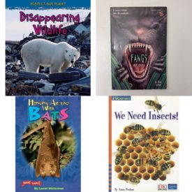Children's Fun & Educational 4 Pack Paperback Book Bundle (Ages 6-12): Disappearing Wildlife Protect Our Planet, FANGS OF EVIL Bullseye chillers Mar 01, 1994 Steiber, Ellen, BOOK TREKS LEVEL THREE HANGING AROUND WITH BATS 2004C, IOPENERS WE NEED INSECTS SINGLE GRADE 2 2005C