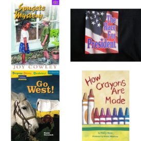 Children's Fun & Educational 4 Pack Paperback Book Bundle (Ages 6-12): SPUGETE MYSTERY Dominie Joy Chapter Books, The Race for President, Language, Literacy & Vocabulary - Reading Expeditions U.S. History and Life: Go West! Rise and Shine, How Crayons Are Made Comprehension Power Readers