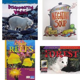 Children's Fun & Educational 4 Pack Paperback Book Bundle (Ages 6-12): Disappearing Wildlife Protect Our Planet, Negative Soup, IOPENERS CORAL REEFS SINGLE GRADE 4 2005C, In the Forest Look Once, Look Again Science Series