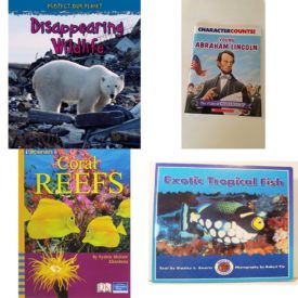 Children's Fun & Educational 4 Pack Paperback Book Bundle (Ages 6-12): Disappearing Wildlife Protect Our Planet, Young Abraham Lincoln The Pillar of CITIZENSHIP, IOPENERS CORAL REEFS SINGLE GRADE 4 2005C, EXOTIC TROPICAL FISH Dominie Marine Life Young Readers
