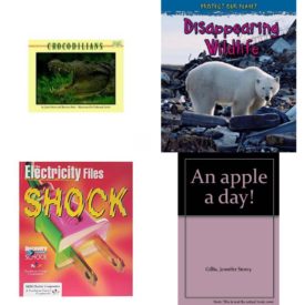 Children's Fun & Educational 4 Pack Paperback Book Bundle (Ages 6-12): Crocodilians Mondo Animals, Disappearing Wildlife Protect Our Planet, Shock The Electricity Files Discovery Channel School Science Collections, An Apple a Day!