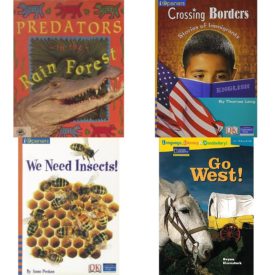Children's Fun & Educational 4 Pack Paperback Book Bundle (Ages 6-12): Predators in the Rain Forest Deep in the Rain Forest, Crossing Borders: Stories of Immigrants, IOPENERS WE NEED INSECTS SINGLE GRADE 2 2005C, Language, Literacy & Vocabulary - Reading Expeditions U.S. History and Life: Go West! Rise and Shine