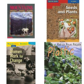 Children's Fun & Educational 4 Pack Paperback Book Bundle (Ages 6-12): Life In The Mountains, SEEDS AND PLANTS Dominie Factivity, Language, Literacy & Vocabulary - Reading Expeditions U.S. History and Life: Women Work For Change Avenues, Library Book: Reduce, Reuse, Recycle Plastic Rise and Shine
