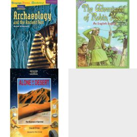 Children's Fun & Educational 4 Pack Paperback Book Bundle (Ages 6-12): Archaeology and the Ancient Past Rise and Shine, ADVENTURES OF ROBIN HOOD Dominie Collection of Myths & Legends, Alone in the Desert: The Science of Survival Realizations, CHATTERBOX THE DRAGON WHO HAD HICCUPS GRADE 3 2005C