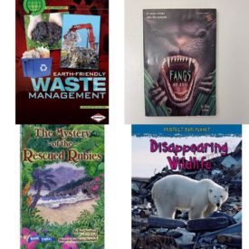 Children's Fun & Educational 4 Pack Paperback Book Bundle (Ages 6-12): Library Book: Earth-Friendly Waste Management Saving Our Living Earth, FANGS OF EVIL Bullseye chillers Mar 01, 1994 Steiber, Ellen, Book Treks Extension the Mystery of the Rescued Rubies Gr 5 2005c, Disappearing Wildlife Protect Our Planet