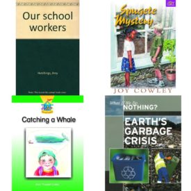 Children's Fun & Educational 4 Pack Paperback Book Bundle (Ages 6-12): Our School Workers, SPUGETE MYSTERY Dominie Joy Chapter Books, CATCHING A WHALE Dominie Carousel Readers, Library Book: Earths Garbage Crisis What If We Do Nothing?