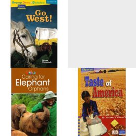 Children's Fun & Educational 4 Pack Paperback Book Bundle (Ages 6-12): Language, Literacy & Vocabulary - Reading Expeditions U.S. History and Life: Go West! Rise and Shine, COMPREHENSION POWER READERS THE COWBOYS OF ARGENTINA GRADE FOUR 2004C, Our World Readers: Caring for Elephant Orphans: American English, IOPENERS TASTE OF AMERICA SINGLE GRADE 4 2005C