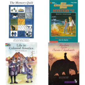 Children's Fun & Educational 4 Pack Paperback Book Bundle (Ages 6-12): The Memory Quilt, Dawn and the Surfer Ghost Baby-sitters Club Mystery, Life in Colonial America Dover History Coloring Book, Rashee and the Seven Elephants