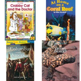 Children's Fun & Educational 4 Pack Paperback Book Bundle (Ages 6-12): CRABBY CAT AND THE DOCTOR, AT HOME ON A CORAL REEF, SINGLE COPY, VERY FIRST CHAPTERS, Language, Literacy & Vocabulary - Reading Expeditions U.S. History and Life: Columbus and The Americas Language, Literacy, and Vocabulary - Reading Expeditions, A Living Desert