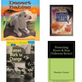 Children's Fun & Educational 4 Pack Paperback Book Bundle (Ages 6-12): Desert Babies, Mysteries & Marvels of Ocean Life, Language, Literacy & Vocabulary - Reading Expeditions U.S. History and Life: Women Work For Change Avenues, Protecting Rivers & Seas Usborne Series