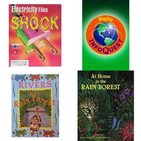 Children's Fun & Educational 4 Pack Paperback Book Bundle (Ages 6-12): Shock The Electricity Files Discovery Channel School Science Collections, Rigby InfoQuest: Leveled Reader Forest Giants, Rivers in the Rain Forest Deep in the Rain Forest, At Home in the Rain Forest