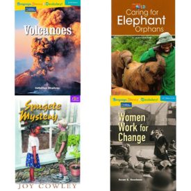 Children's Fun & Educational 4 Pack Paperback Book Bundle (Ages 6-12): Language, Literacy & Vocabulary - Reading Expeditions Earth Science: Volcanoes Language, Literacy, and Vocabulary - Reading Expeditions, Our World Readers: Caring for Elephant Orphans: American English, SPUGETE MYSTERY Dominie Joy Chapter Books, Language, Literacy & Vocabulary - Reading Expeditions U.S. History and Life: Women Work For Change Avenues