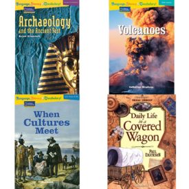 Children's Fun & Educational 4 Pack Paperback Book Bundle (Ages 6-12): Archaeology and the Ancient Past Rise and Shine, Language, Literacy & Vocabulary - Reading Expeditions Earth Science: Volcanoes Language, Literacy, and Vocabulary - Reading Expeditions, When Cultures Meet : National Geographic Reading Expeditions : Language, Literacy & Vocabulary Avenues, Daily Life in a Covered Wagon