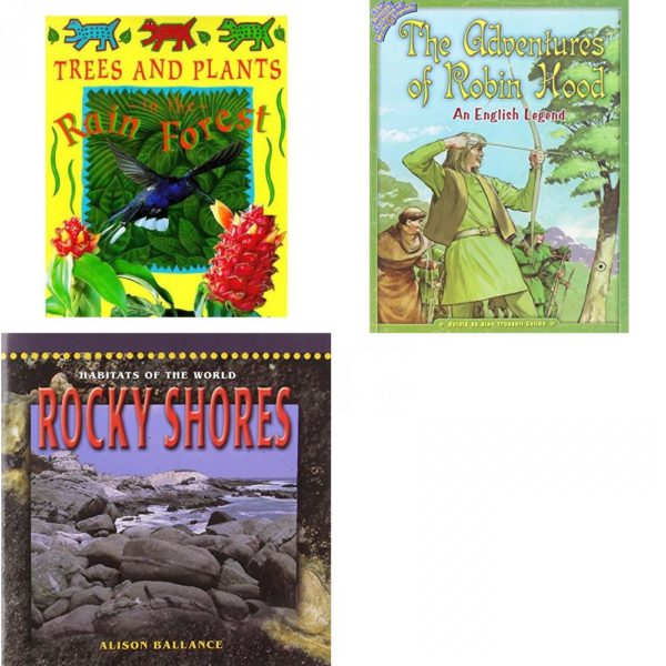 Children's Fun & Educational 4 Pack Paperback Book Bundle (Ages 6-12): Trees and Plants in the Rain Forest Deep in the Rain Forest, ADVENTURES OF ROBIN HOOD Dominie Collection of Myths & Legends, ROCKY SHORES Dominie Habitats of the World, The Web Files
