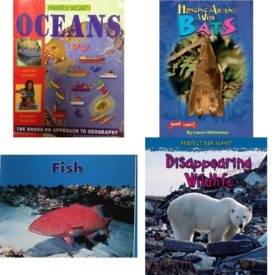 Children's Fun & Educational 4 Pack Paperback Book Bundle (Ages 6-12): Oceans Make it Work! Geography, BOOK TREKS LEVEL THREE HANGING AROUND WITH BATS 2004C, FISH PAPERBACK Dominie Marine Life Young Readers, Disappearing Wildlife Protect Our Planet