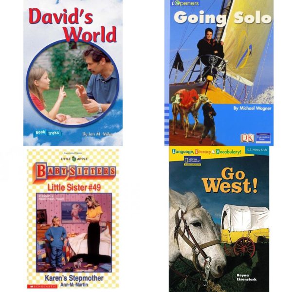 Children's Fun & Educational 4 Pack Paperback Book Bundle (Ages 6-12): BOOK TREKS DAVIDSS WORLD LEVEL 5, IOPENERS GOING SOLO SINGLE GRADE 5 2005C, Karens Stepmother Baby-Sitters Little Sister, No. 49, Language, Literacy & Vocabulary - Reading Expeditions U.S. History and Life: Go West! Rise and Shine