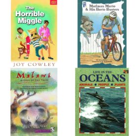 Children's Fun & Educational 4 Pack Paperback Book Bundle (Ages 6-12): HORRIBLE MIGGLE, THE Dominie Joy Chapter Books, MAILMAN MARIO & HIS BORIS-BUSTERS Dominie Chapter Books, Little Celebrations, Malawi-Keeper of the Trees, Single Copy, Fluency, Stage 3b, Life in the Oceans Life in the...