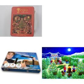 Assorted Puzzles 4 Pack Bundle: Victorian Santas 500 Piece Puzzle 1995 Springbok XZL2500, Premium Puzzle Softclick Technology Ravensburger Yosemite Valley 27 X 20 In, Active World Noahs Ark Puzzle - 48 PIECES, A Lot of Christmas Trees 300 pc Jigsaw Puzzle by SunsOut - Christmas Puzzle
