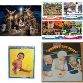 Assorted Puzzles 4 Pack Bundle: Bits and Pieces - 500 Piece Jigsaw Puzzle for Adults - in The Manger - 500 pc Christmas Religious Holy Nativity Jigsaw by Artist Ruane Manning, Americana Collection Noahs Pumpkin Farm 500 Piece Puzzle, Puzzle Patch Preschool Frame Tray Puzzle 4 Piece - My Body, Vintage 1984 Wendys Wheres The Beef?  Advertising Jigsaw Puzzle 550 Piece