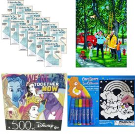 Assorted Puzzles 4 Pack Bundle: Bulk Lot Bundle Qty 12 Search For The Word Biblical Crossword Puzzle Books, Saving Whiskers 300 Piece Jigsaw Puzzle by SunsOut, Cardinal Disney Beauty and the Beast Were Together Now Puzzle 500 Piece, Care Bears Fuzzy Poster Puzzle Fuzzy Friends 6 Markers Included