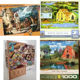 Assorted Puzzles 4 Pack Bundle: Master Pieces Chieftain Wisdom 300 Piece Jigsaw Puzzle, White Duck Inn by Art Poulin 300 Piece Puzzle, Cardinal Games Big Ben Jigsaw Puzzle Vintage USA Travel 1000 Pieces, The Red Barn Eurographics Jigsaw Puzzle 1000 Piece by Dominic Davidson