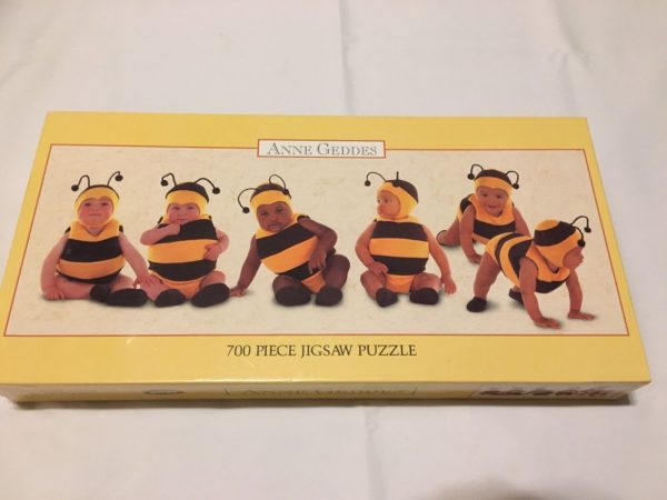Assorted Puzzles 4 Pack Bundle: Anne Geddes Baby Babies Bumblebee 700 Piece 34x12 Made in USA Ceaco 1997 No. 2901-2, Cardinal Disney Finding Dory 6 Puzzle Pack, Alphabet Large Floor Puzzle, Vintage 1980s Guild Green Pasture 1000 Piece Jigsaw Puzzle 4777