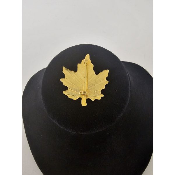 Vintage Gold Tone Textured Maple Leaf Pin Brooch 1.5"