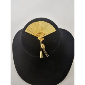 Vintage Gold Tone Oriental Folding Fan Etched Design Stick Pin