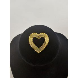 Vintage Gold Tone Hollow Heart Pin Brooch 1.25"