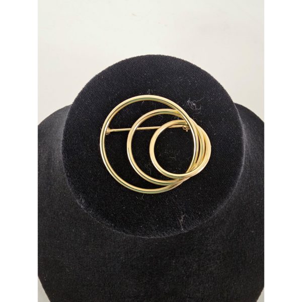 Vintage Gold Tone Triple Interlocked Circle Brooch