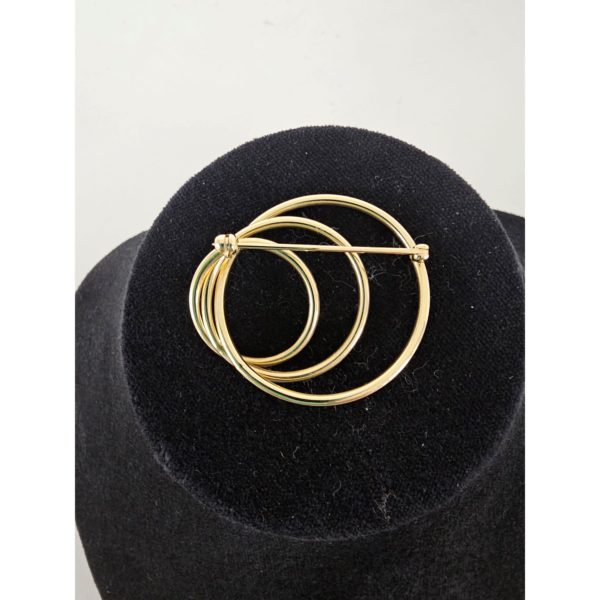 Vintage Gold Tone Triple Interlocked Circle Brooch