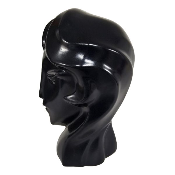 Harris Potteries Chicago Art Deco Cubist 12" Woman's Ceramic Bust Head Black