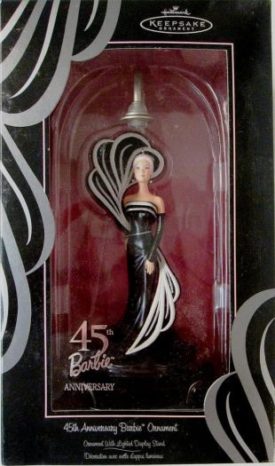 2004 Hallmark Keepsake Ornament 45th Anniversary Barbie 2pc (with lighted display stand)