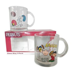 2022 Icup Peanuts Clear Glass Coffee Mug 2-Pack 17.5 oz. Football Charlie Brown Lucy