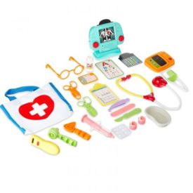 Doctor Play Set Battery Operated Film Projector, Blood Pressure, Stethoscope, Thermometer 25 Pieces Ages 3+