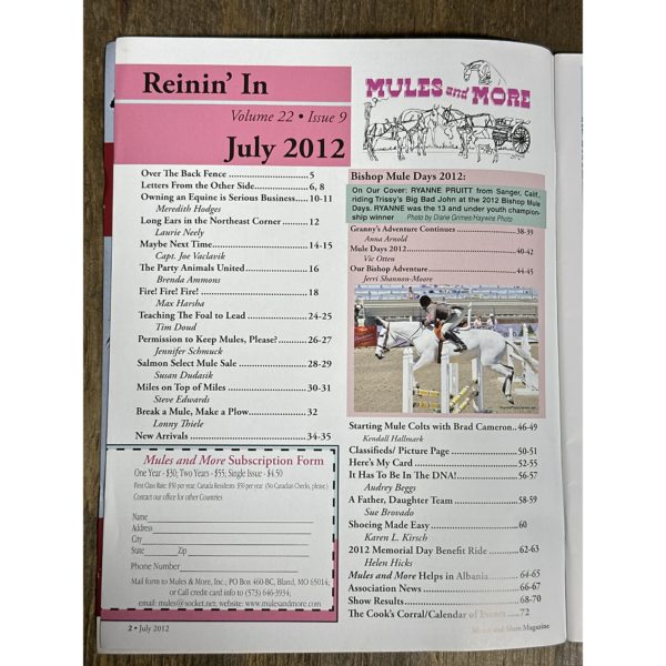 Mules and More - Jul. 2012 Vol. 22 Issue 9 (Back Issue Magazine)