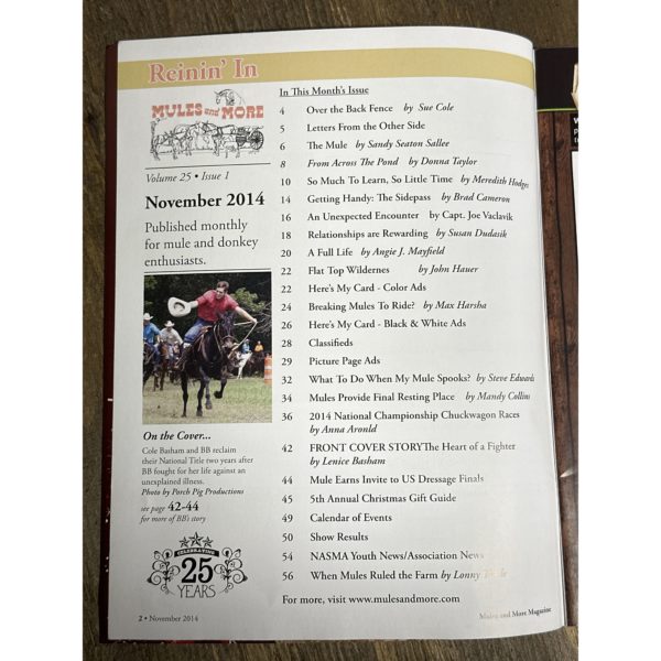 Mules and More - Nov. 2014 Vol. 25 Issue 1 (Back Issue Magazine)
