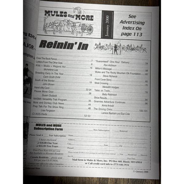 Mules and More - Jan. 2000 Vol. 10 Issue 2 (Back Issue Magazine)