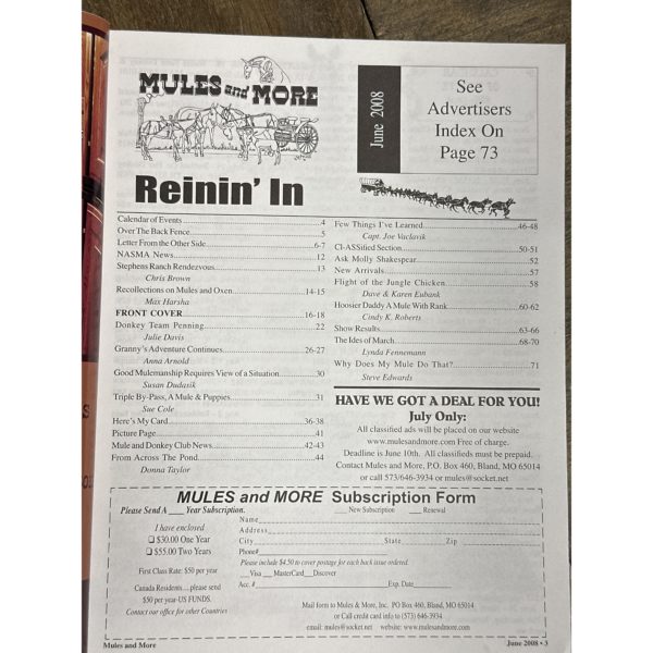 Mules and More - Jun. 2008 Vol. 18 Issue 8 (Back Issue Magazine)