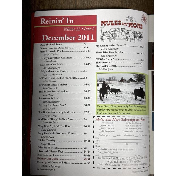 Mules and More - Dec. 2011 Vol. 22 Issue 2 (Back Issue Magazine)