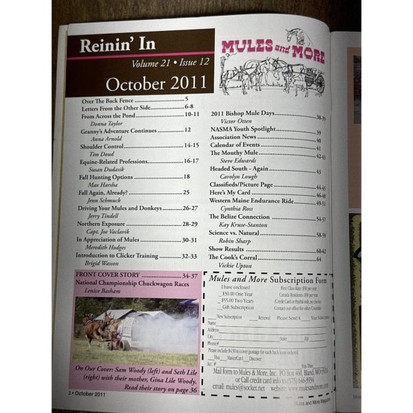 Mules and More - Oct. 2011 Vol. 21 Issue 12 (Back Issue Magazine)