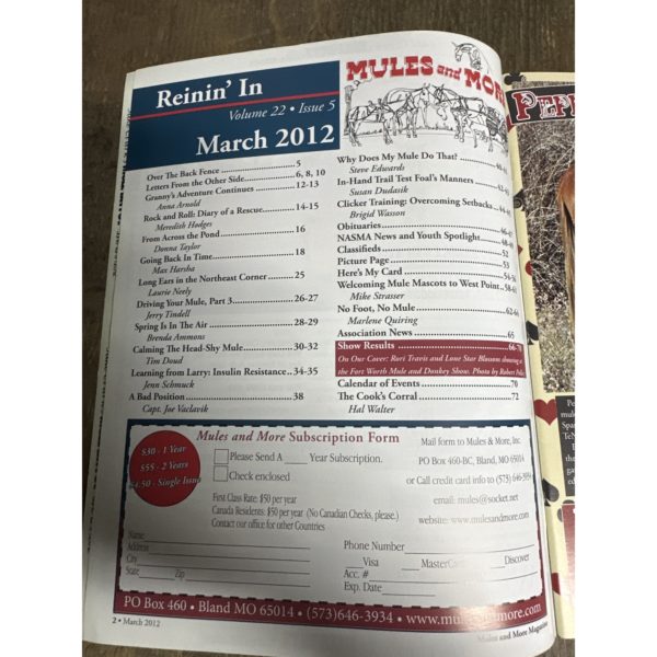 Mules and More - Mar. 2012 Vol. 22 Issue 5 (Back Issue Magazine)
