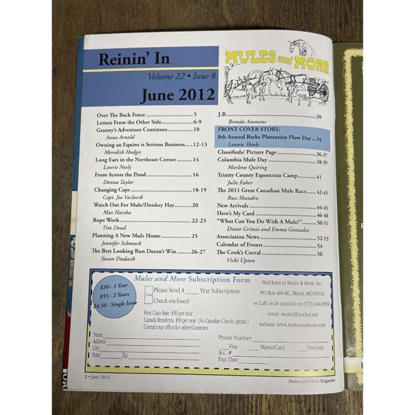 Mules and More - Jun. 2012 Vol. 22 Issue 8 (Back Issue Magazine)