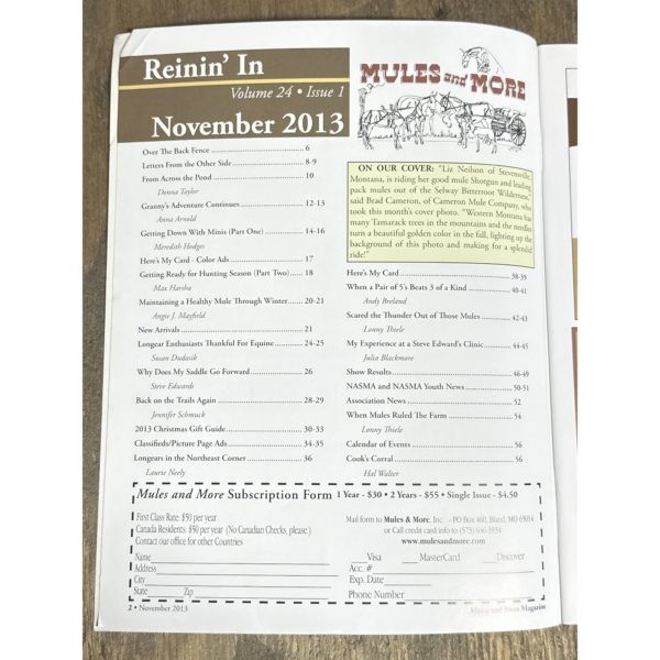 Mules and More - Nov. 2013 Vol. 24 Issue 1 (Back Issue Magazine)
